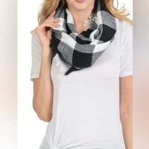Tickled Pink Black and White Checkered Scarf